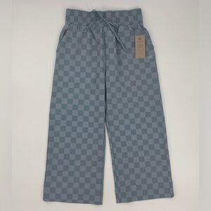 Albion Audrey Wide Leg Pants Blue Checkers Size XS Petite NWT